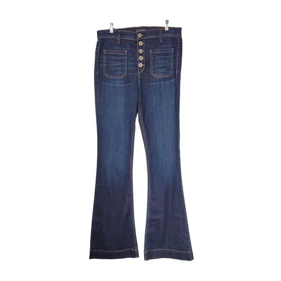 Ramy Brook Cindy High Rise Flare Bootcut Jeans Dark Wash Blue Stretch Size 32 - Picture 2 of 11